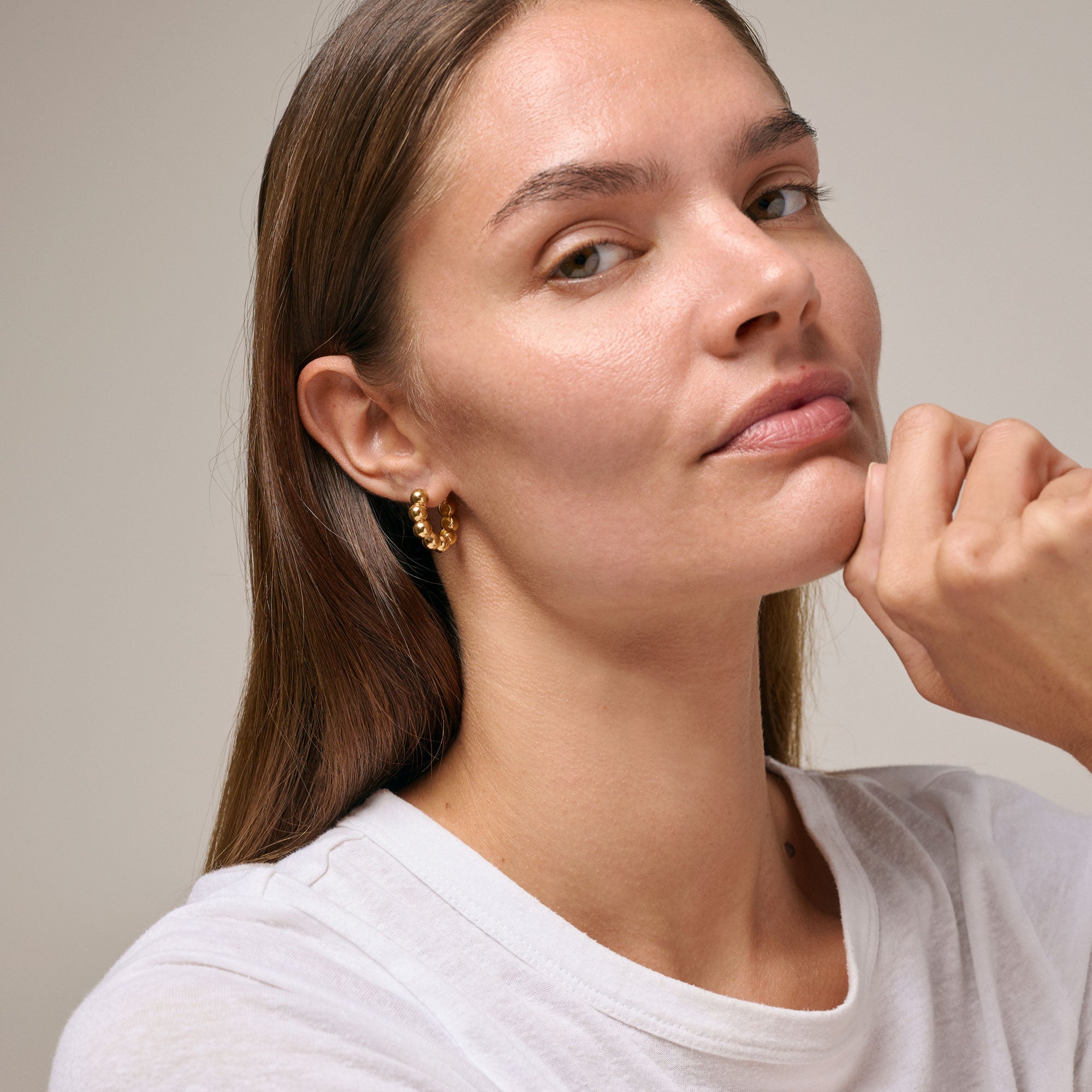 ENAMEL Copenhagen Hoops, Ball Chunky Earrings 925S/GP