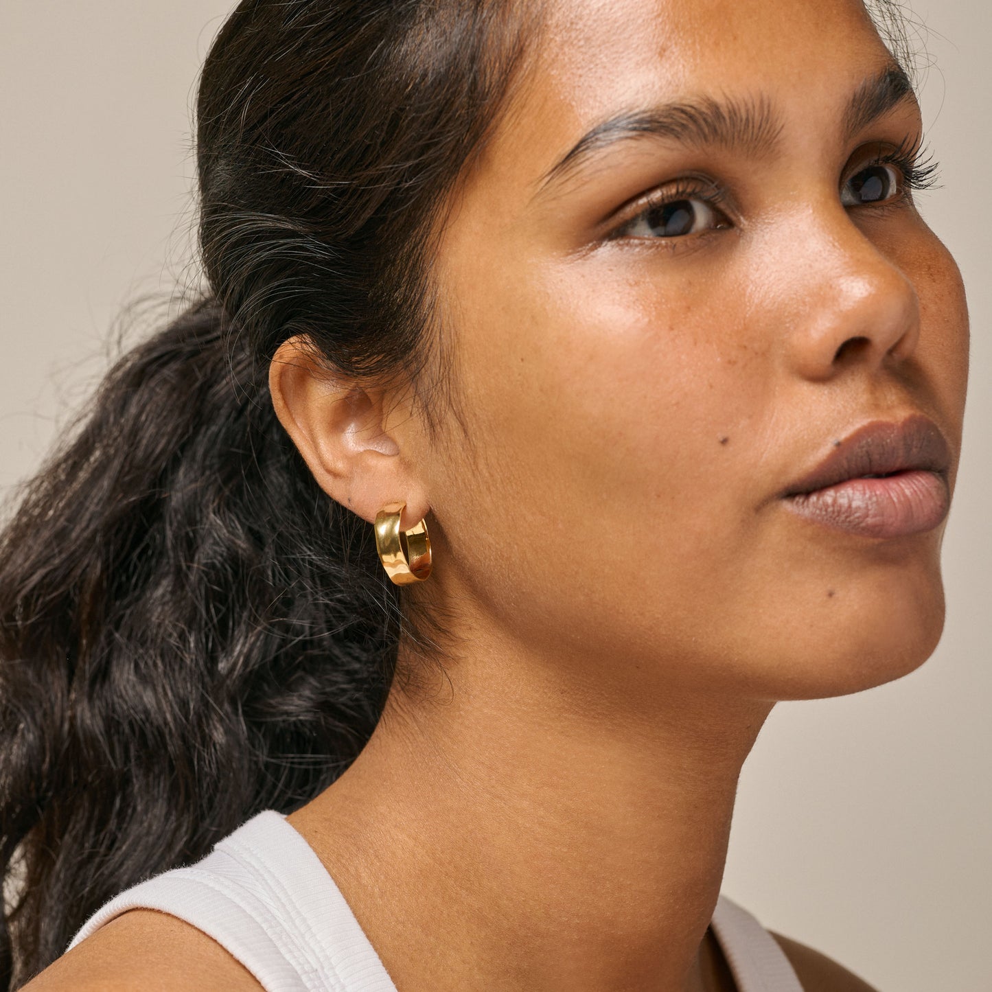 ENAMEL Copenhagen Hoops, Sandra Wide Earrings 925S/GP