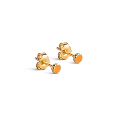 ENAMEL Copenhagen Stud, Enamel Dot Earrings Orange