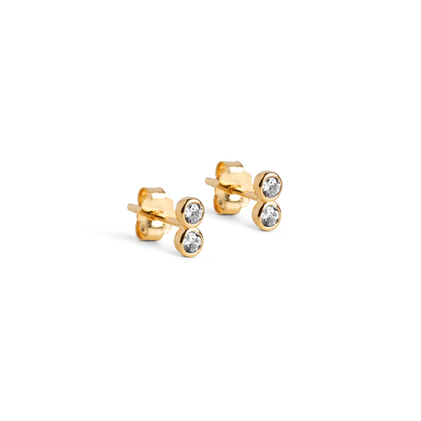 ENAMEL Copenhagen Studs, Twin CZ Earrings Clear CZ