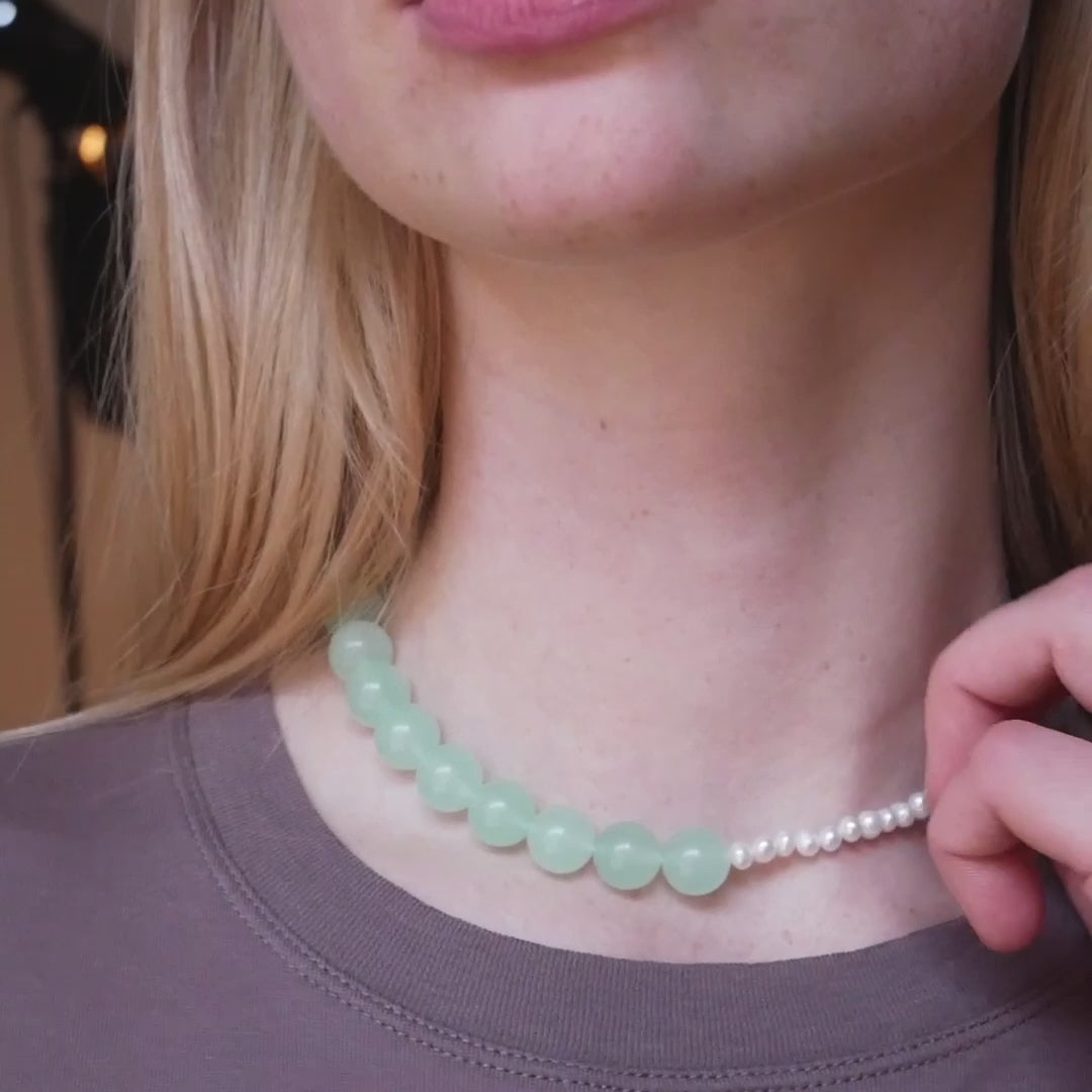 ENAMEL Copenhagen Halsband, Yara Necklaces Pearls, Light Blue and Light Green