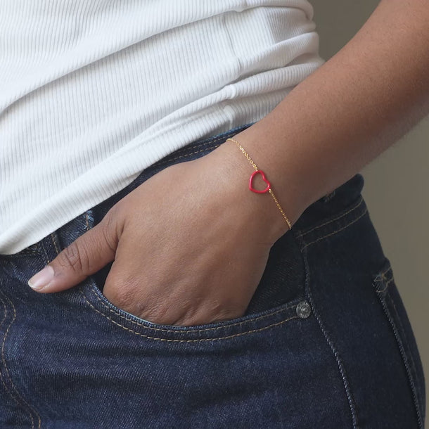ENAMEL Copenhagen Armband, Organic Enamel Heart Bracelets Red