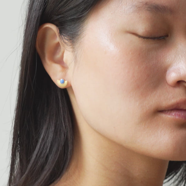 ENAMEL Copenhagen Studs, Soleil Earrings Cornflower